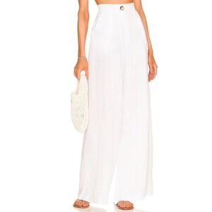 Rumer Avalon‎ Linen Pants White High Waisted Wide Leg Trousers Large NWT